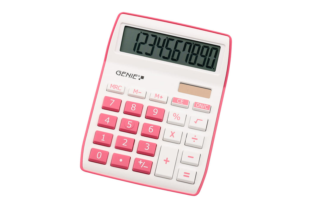 GENIE Desktop Calculator 840 P 10 Digit Display Pink 10,6 x 13,9 x 2,9 cm