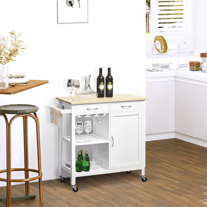 HOMCOM Kitchen Cart MDF (Medium-Density Fibreboard), Pine Wood White 890 x 400 x 840 mm