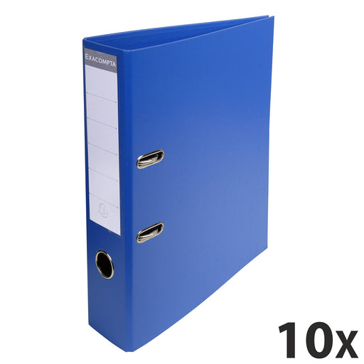 Exacompta PremTouch Lever Arch File A4 70 mm Blue 2 ring 53752E Cardboard, PVC (Polyvinyl Chloride) Portrait Pack of 10