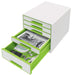 Leitz WOW Cube Desk Drawer Filing Unit Dual Colour 5 Drawers A4 White, Green 28.7 x 27 x 36.3 cm