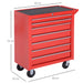 DURHAND Roller Cabinet B20-056 Steel Red 330 mm x 690 mm x 750 mm