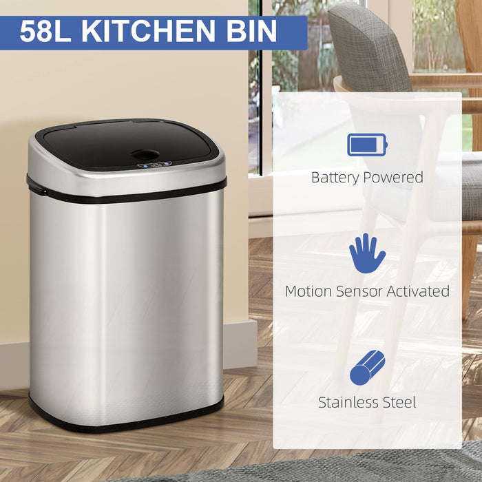 HOMCOM Bin Stainless Steel Chrome 29.5 x 68 cm