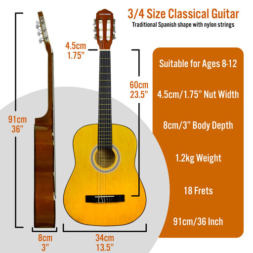 3rd Avenue Rocket Classical Guitar 3/4 Size Natural Set