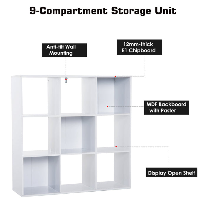 HOMCOM 9 Partitions Cabinet Without Basket White 910 mm x 295 mm x 910 mm