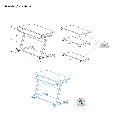 Rocada Mobile Computer Table Grey - 9100