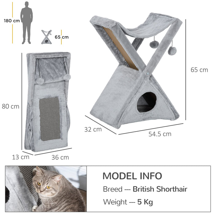 PawHut Cat Tower Grey 320 mm x 545 mm x 650 mm