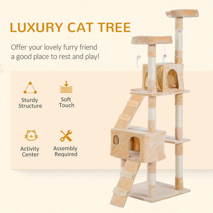 PawHut Cat Tree Cream 500 mm x 500 mm x 1700 mm