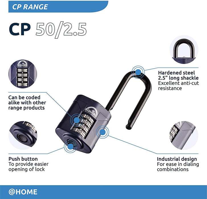 SQUIRE Combination Padlock CP50/2.5 Hardened Steel