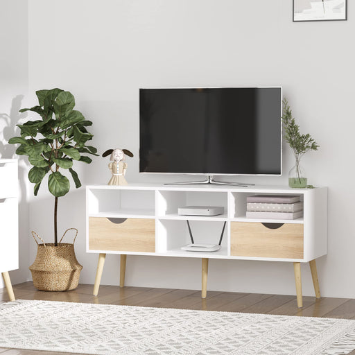 HOMCOM TV Stand White, Oak 390 x 570 mm