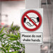 Trodat Health and Safety Sign Please do not shake hands Aluminium 20 x 30 cm