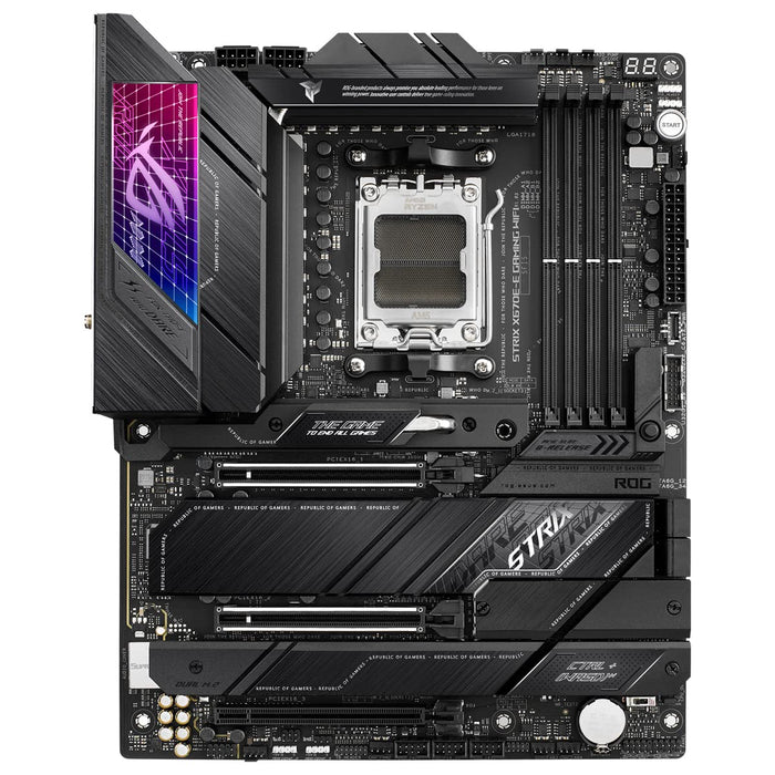 ASUS ROG Strix X670E-E Gaming WiFi - Motherboard - ATX - Socket AM5 - AMD X670 Chipset - USB 3.2 Gen 1, USB 3.2 Gen 2, USB-C 3.2 Gen2, USB-C 3.2 Gen 2x2 - 2.5 Gigabit LAN, Wi-Fi 6, Bluetooth - onboard graphics (CPU required) - HD Audio (8-channel)