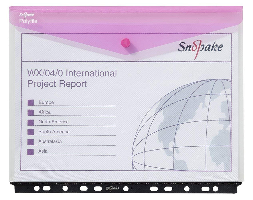 Snopake Document Wallet A4 Press Stud PP (Polypropylene) Landscape 33.5 (W) x 0.9 (D) x 23.8 (H) cm Assorted Pack of 5