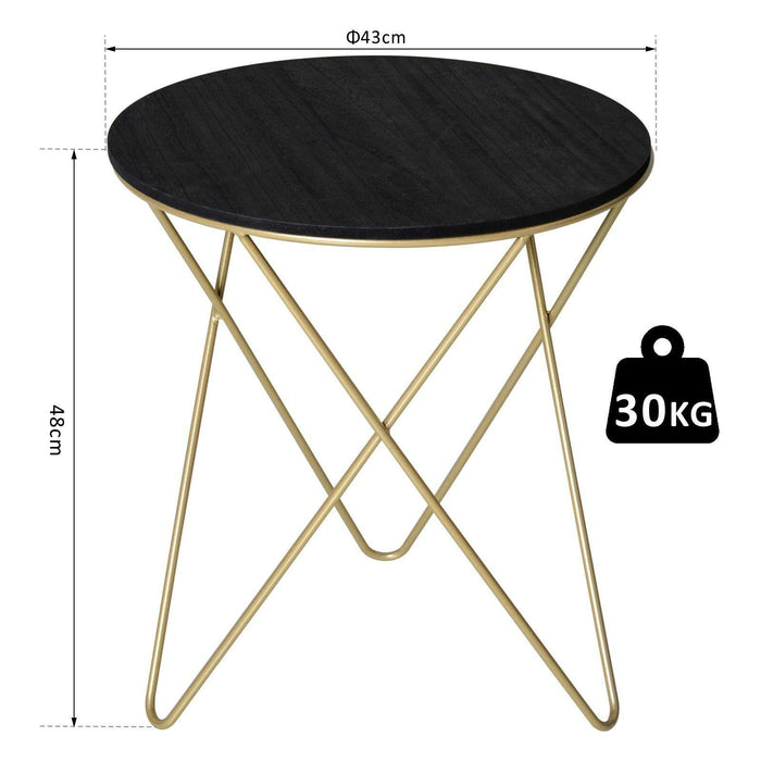 Homcom Round Coffee Table Black, Gold 430 x 48 x 480 mm