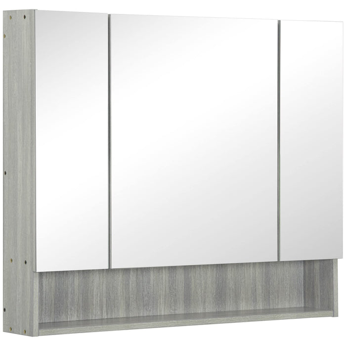 kleankin Mirror Cabinet Glass,MDF (Medium-Density Fibreboard) Grey 90 x 15 x 75 cm