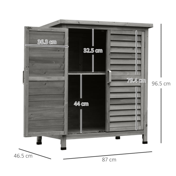 OutSunny Garden Shed Fir Wood 46.5 (W) x 87 (D) x 96.5 (H) cm Grey