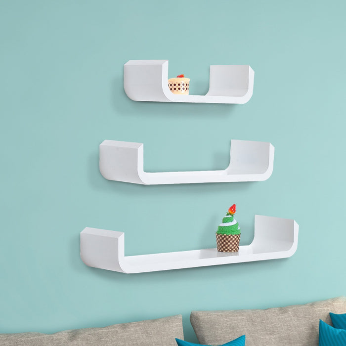 HOMCOM Set of 3 Floating Shelves White