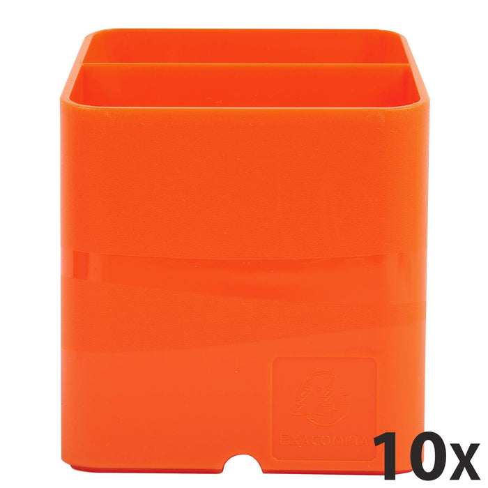 Exacompta Pen Pot 67788D Classic Polysterene 93 x 74 x 74 mm Tangerine Pack of 10