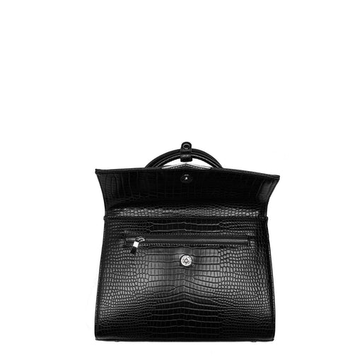 SOCHA Tiny Tip Croco Business Bag Nivodur 10.5 " Black 30.5 x 10 x 22 cm