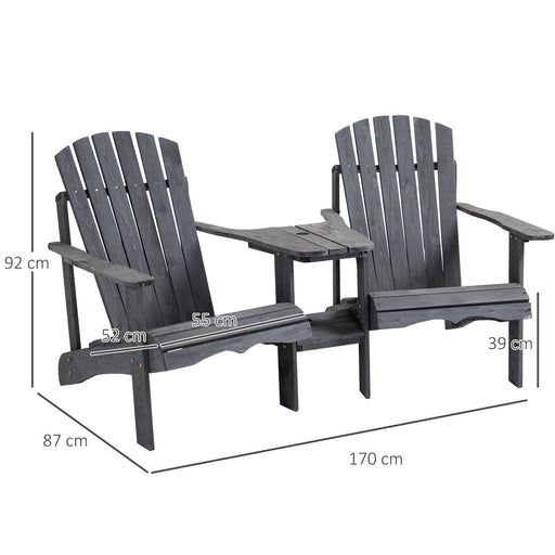 OutSunny Chair Fir Wood 870 x 1,700 x 940 mm Dark Grey