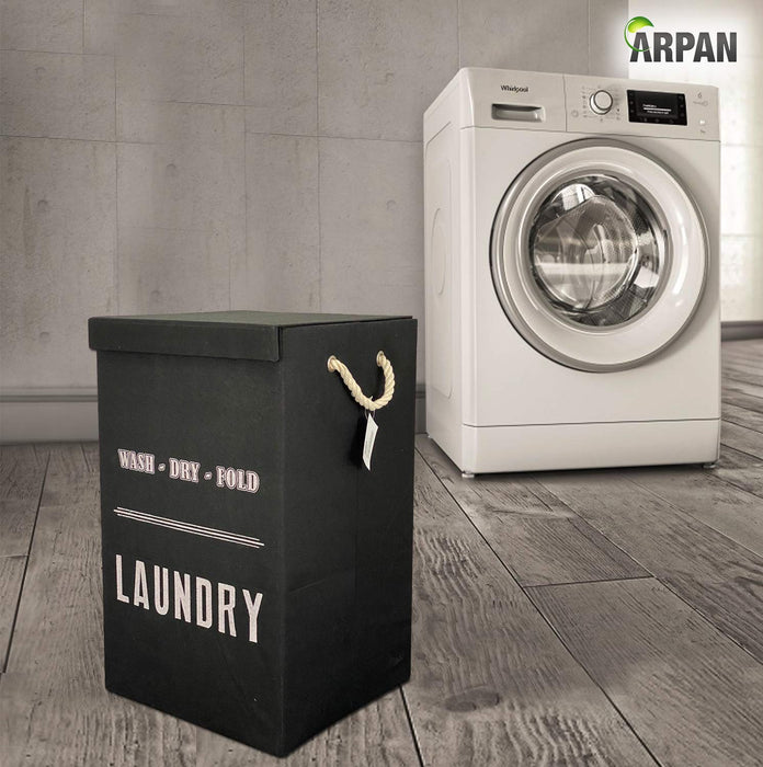 ARPAN Laundry Basket Oxford Cloth Black 34 cm x 59 cm