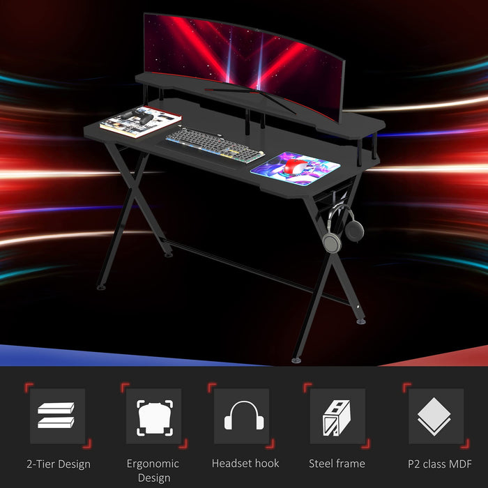 HOMCOM Gaming Desk Black 600 x 900 mm