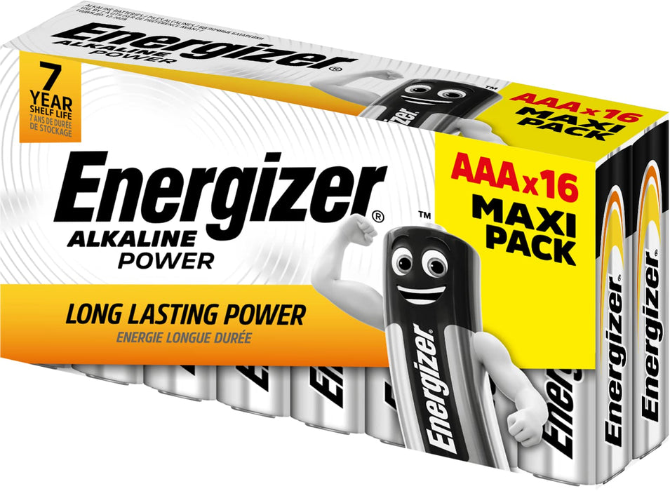 Energizer AAA Alkaline Batteries Power LR03 1.5V Pack of 16