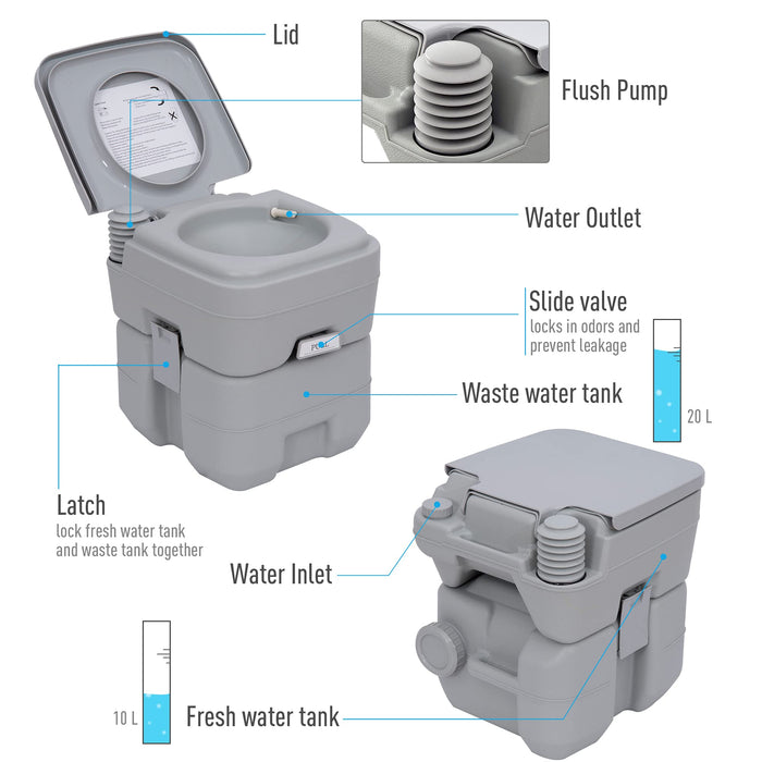 OutSunny Portable Toilet Grey 410 x 425 mm