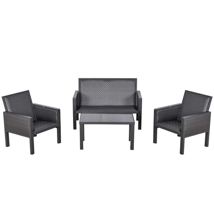 OutSunny Set Rattan Sofa and Table Deep Grey