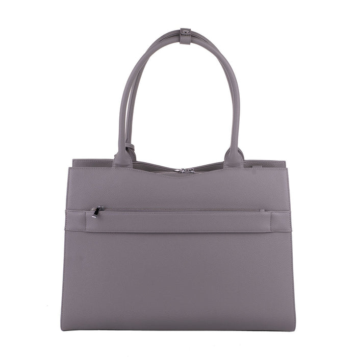 SOCHA Ladies Laptop Bag Straight Line Mud 15.6 Inch Synthetic Leather Light Grey 42 x 13 x 31.5 cm