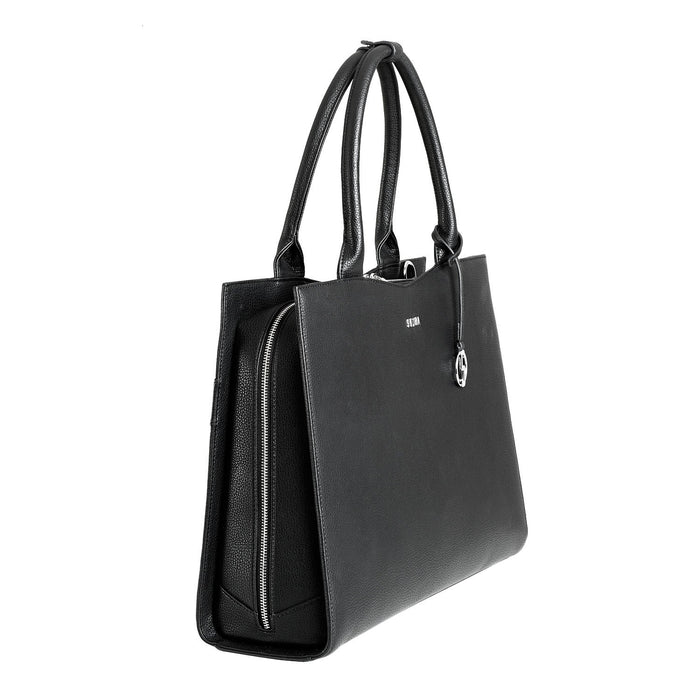 SOCHA Ladies Laptop Bag Straight Line Black 15.6 Inch Synthetic Leather Black 42 x 13 x 31.5 cm