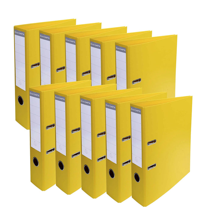 Exacompta PremTouch Lever Arch File A4 70 mm Yellow 2 ring 53749E Cardboard, PVC (Polyvinyl Chloride) Portrait Pack of 10