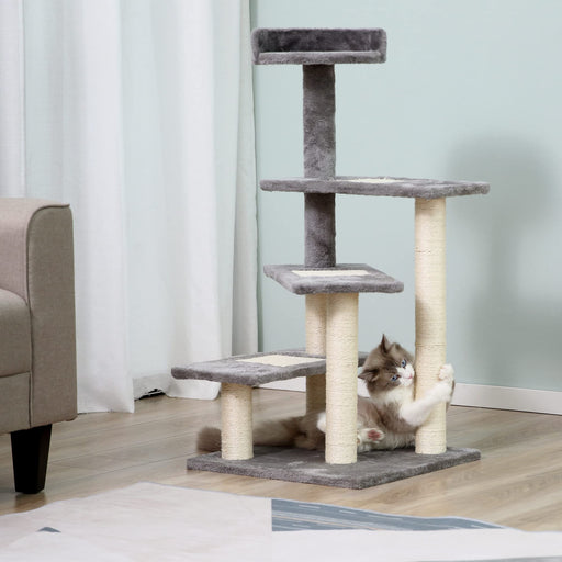 PawHut Cat Tree Beige, Grey 480 mm x 480 mm x 995 mm