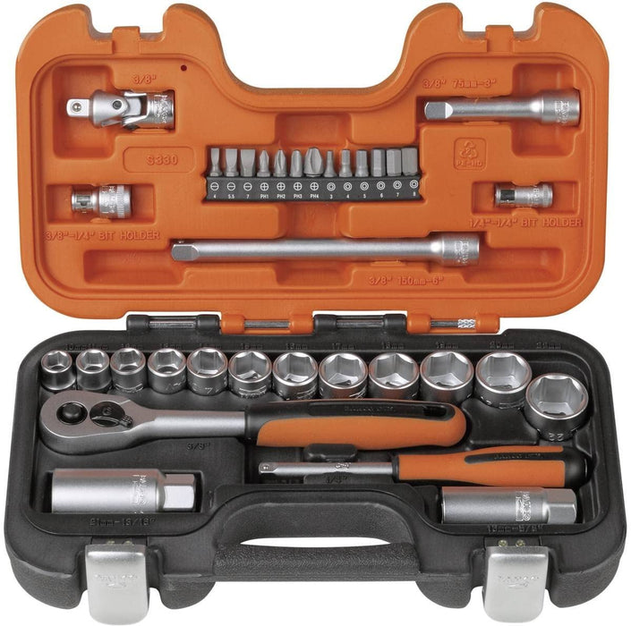 S330 Socket Set of 34 Metric 1.4in & 3.8in Drive