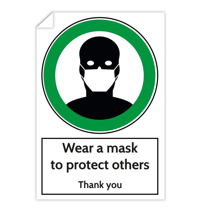 Trodat Health and Safety Sticker Wear a mask to protect others PVC 20 x 30 cm Pack of 3