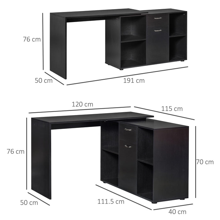 HOMCOM L Shaped Desk Black 1,150 x 760 mm