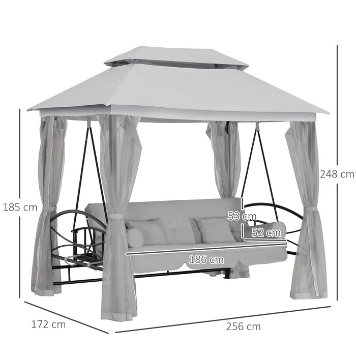 OutSunny Bench Alloy Steel Light Grey 1,720 x 2,560 x 2,480 mm