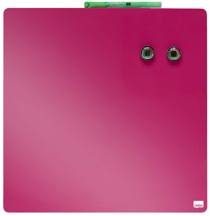 Nobo Mini Wall Mountable Magnetic Whiteboard Tile 1903803 Lacquered Steel Frameless 360 mm x 360 mm Pink