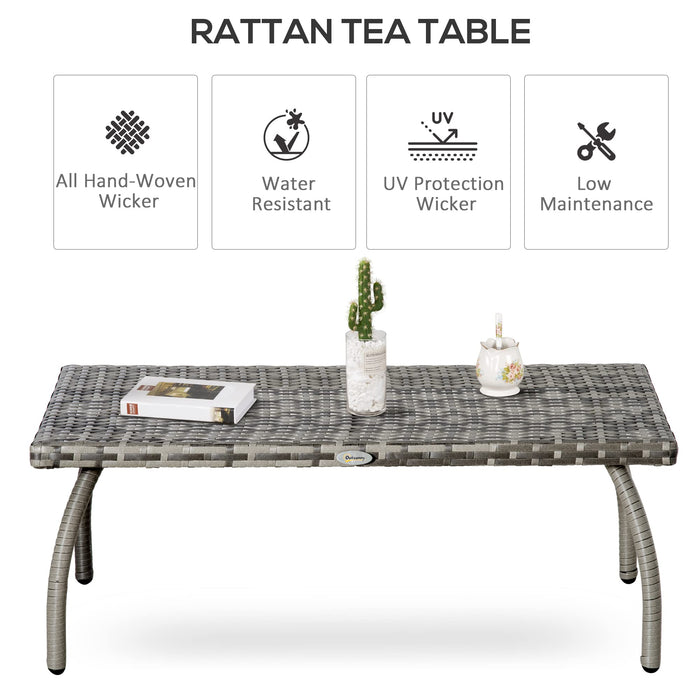 OutSunny Tea Table 867-084GY PE rattan, PP,Steel 500 x 900 x 350 mm