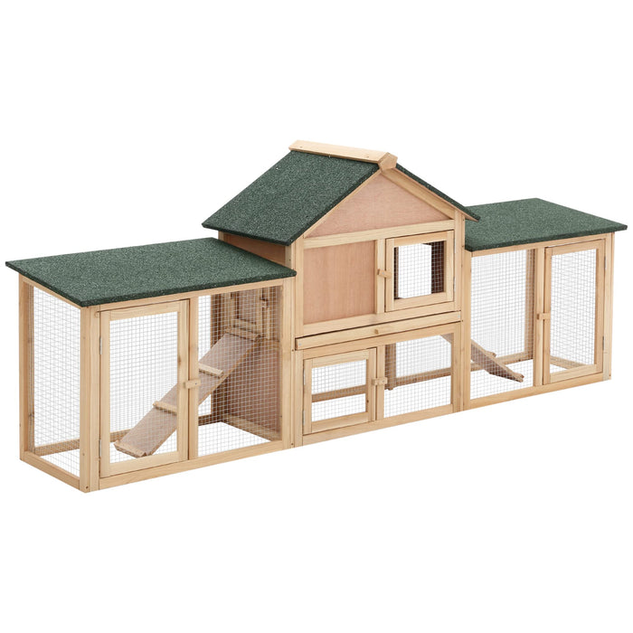 PawHut Rabbit Hutch Natural 455 mm x 2100 mm x 845 mm