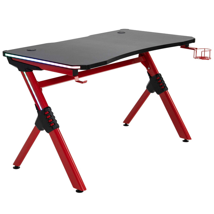 HOMCOM Gaming Desk Steel Wine Red 666 x 750 mm