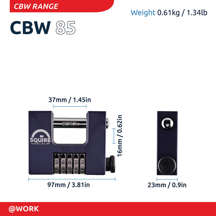 SQUIRE Combination Padlock CBW85 Hardened Steel