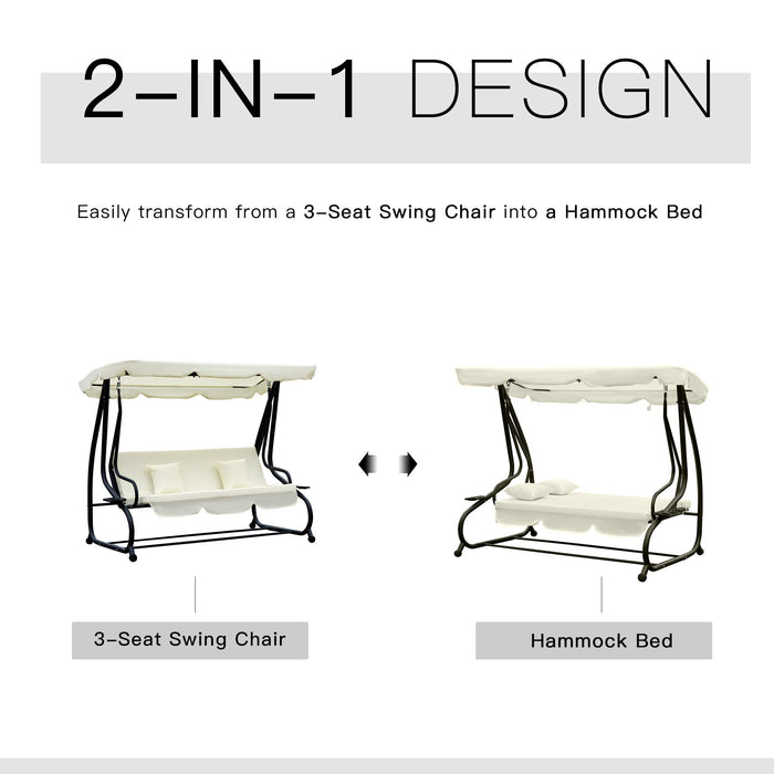 OutSunny 2 in 1 Swing Bench Cream White