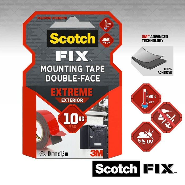 Scotch-Fix Mounting Tape Exterior Grey 19 mm x 1.5 m