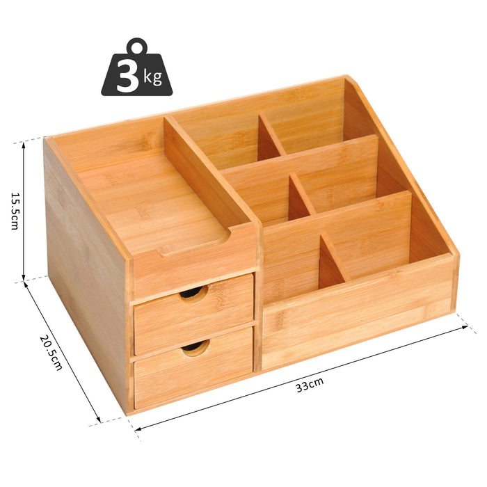 HOMCOM Desktop Organizer Natural Wood Finish 33 x 20.5 x 15.5 cm