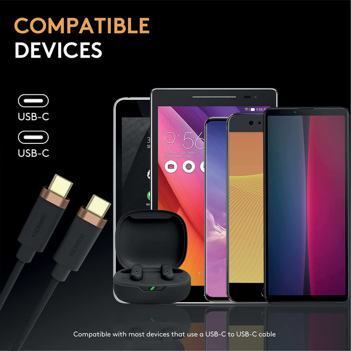 Duracell - USB cable - 24 pin USB-C (M) to 24 pin USB-C (M) - USB 3.2 Gen 1 - 1 m