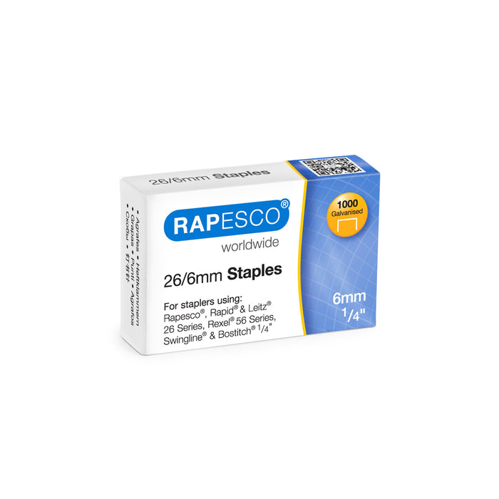 Rapesco Staples 26/6 S11661Z3 Steel Silver Pack of 1000