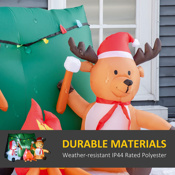 HOMCOM Christmas Snowman with Deer Inflatable Green