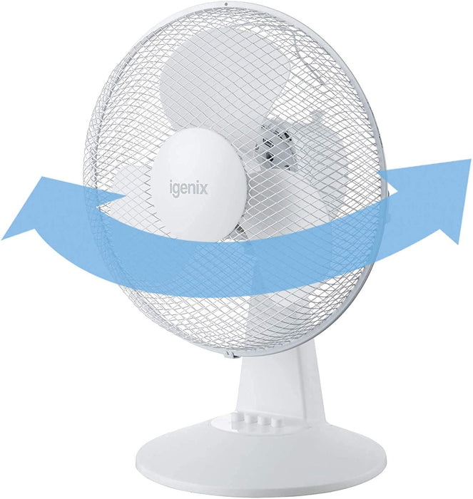 igenix Desk Fan FANPK06 Non Height Adjustable Main 25 W Plastic White 2 21.5 x 27.5 x 38 cm Pack of 2