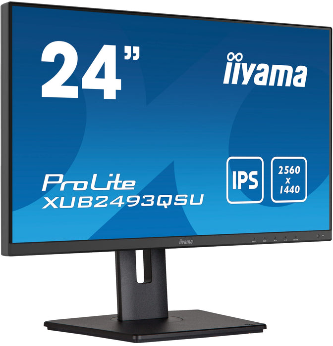 iiyama ProLite XUB2493QSU-B5 - LED monitor - 24" (23.8" viewable) - 2560 x 1440 WQHD @ 60 Hz - IPS - 300 cd/m² - 1000:1 - 4 ms - HDMI, DisplayPort - speakers - matte black