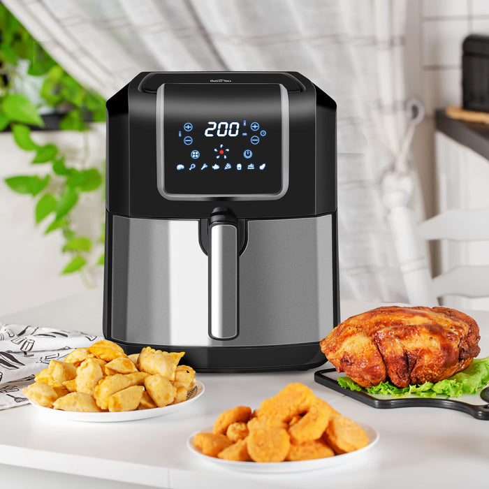 HOMCOM Air Fryer 800-120V70 6.5 L 1700 W Steel, Plastic Black, Grey